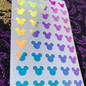 Mini Mickey Head Vinyl Planner Stickers // 8mm Iridescent Stickers // Holographic Disney Stickers // Journal Stickers // Switch Stickers