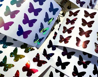 Holographic Butterfly Sticker Sheets, Vinyl Holographic Stickers, Mini Butterflies, Cute Butterfly Stickers, Journal Stickers, Collectibles
