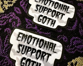 Emotional Support Goth, Anxiety Stickers, Dark Humor Stickers, Therapy Sticker, Funny Stickers, Mental Health, Water Resistant Stickers