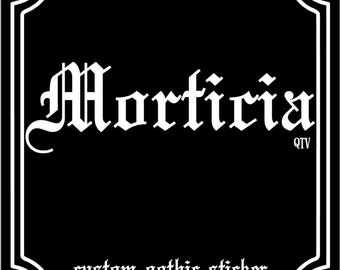 Morticia Sticker, Custom Name Stickers, Gothic Stickers, Addams Family Sticker, Holographic Vinyl Decal, Sketchbook Sticker, Laptop Stickers