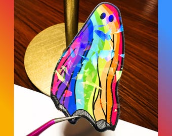Rainbow Ghost Sticker, Pride Stickers, Holographic Stickers, Cute Stickers, Journal Stickers, Cup Sticker, Pride Month, LGBTQ+ Stickers