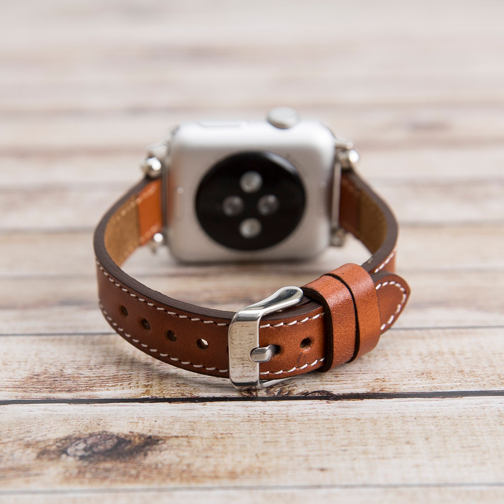 Leather Apple Watch Band, Unique Color Iwatch Simple Strap, Real