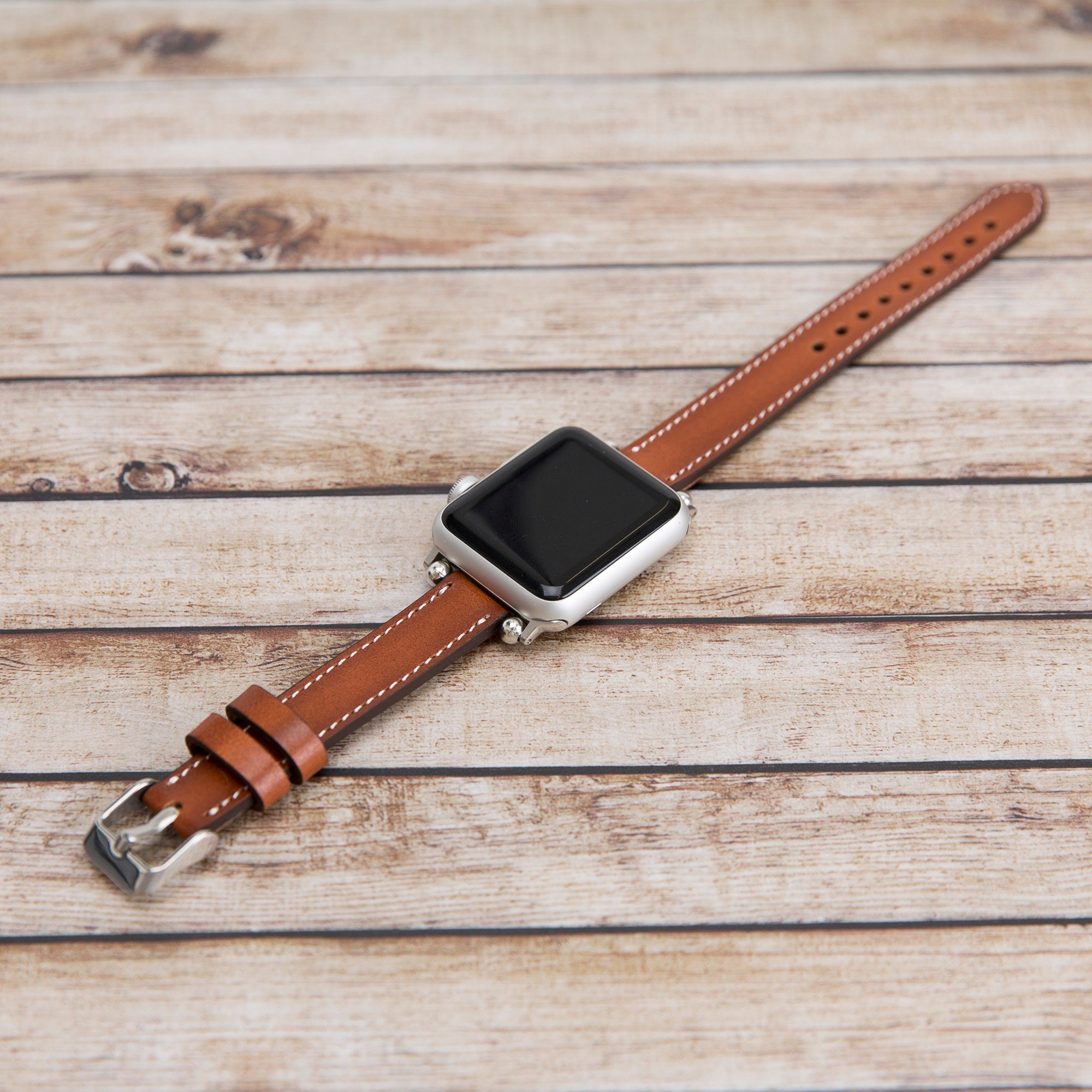 Leather Apple Watch Band, Unique Color Iwatch Simple Strap, Real