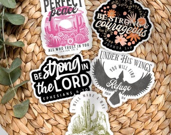 Christian Sticker Bundle- Bible Verse Scripture Stickers 5 Pack for water bottle or laptop, Christianity Faith Gifts