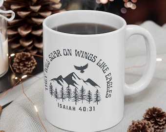 Christian Coffee  Mug | Isaiah 40:31 Bible Verse 11 oz Ceramic Mug
