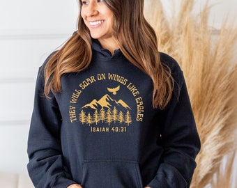 Isaiah 40:31 Christian Sweatshirt | They Will Soar on Wings Like Eagles Bible Verse Hoodie | Unisex Christian Crewneck