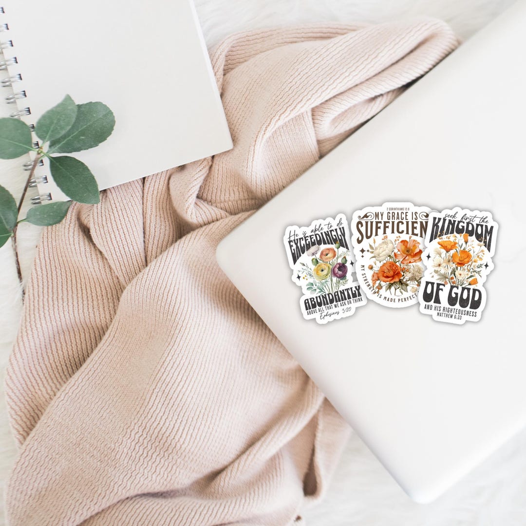 Christian Stickers Pack Bible Verse Boho Floral Scripture Aesthetic ...