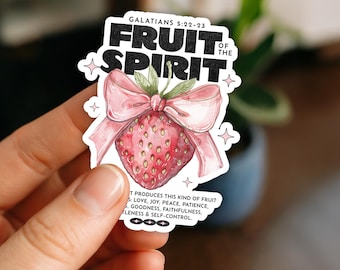 Fruit of the Spirit Sticker: Christian Bible Verse, Strawberry Coquette