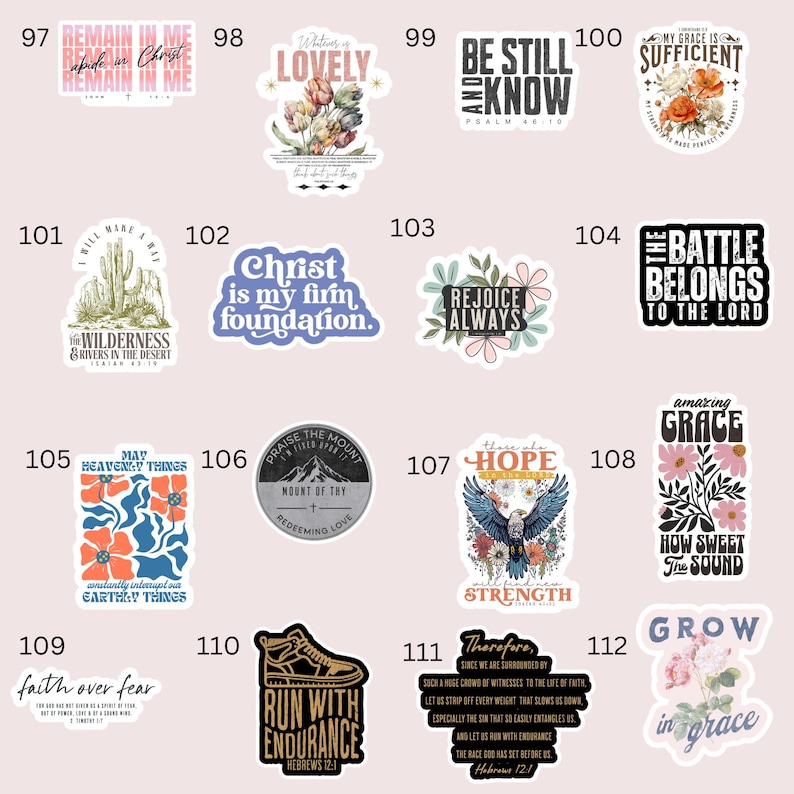 Custom Christian Sticker Pack- 5 or 10 Pack of Christianity Stickers Faith Laptop Decals image 5