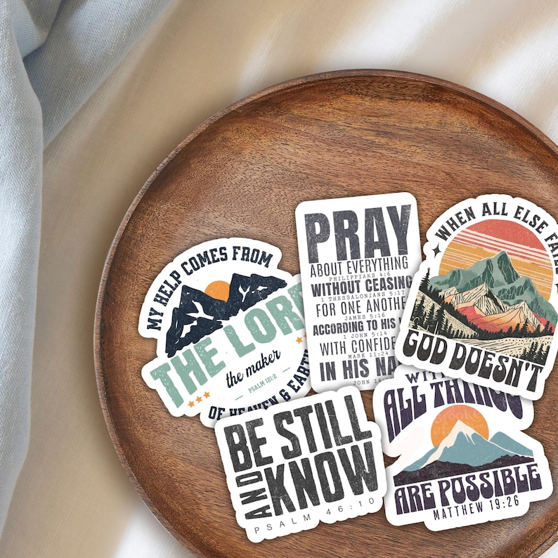 Christian Sticker Pack, Bible Verse Stickers 5 Pack Bundle, Jesus ...