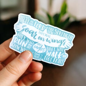 Isaiah 40:31 Bible Verse Sticker, Soar on Wings Like Eagles Christian Faith Vinyl Sticker for Water bottle or laptop, Bible Journal Sticker