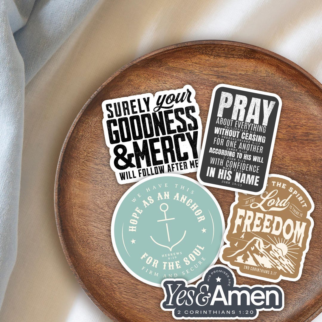 Christian Vinyl Sticker Bundle - Bible Verse Decals, Faith Gifts (5 ...