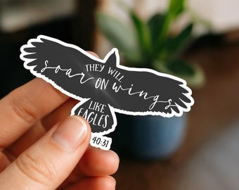 Christian Bible Verse Sticker, Isaiah 40:31 Those who hope in the Lord will find new strength, Boho aesthetic Christian Scripture Sticker