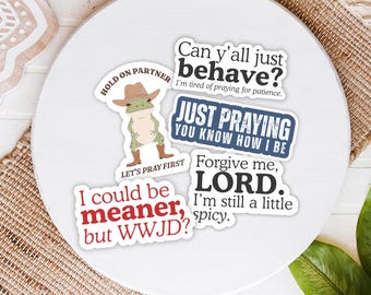 Funny Christian Sticker Bundle- Religious Humor GenZ Millennial Laptop Decal Pack Vinyl Stickers