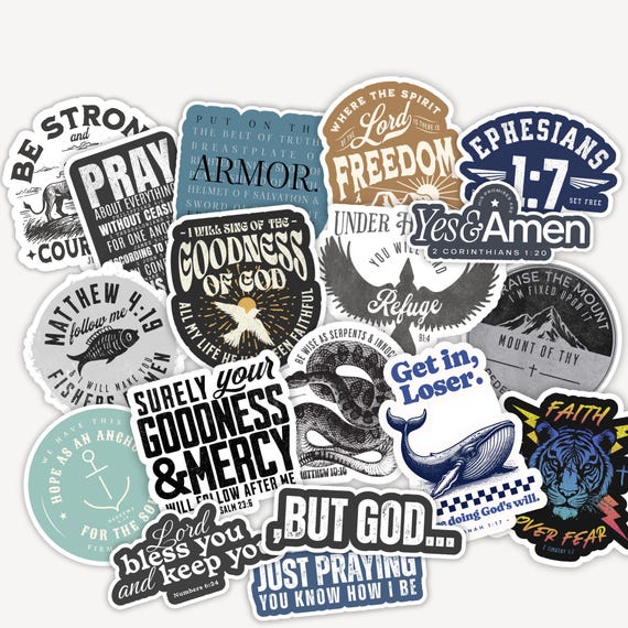 Custom Christian Sticker Pack- 5 or 10 Pack of Christianity Stickers Faith Laptop Decals