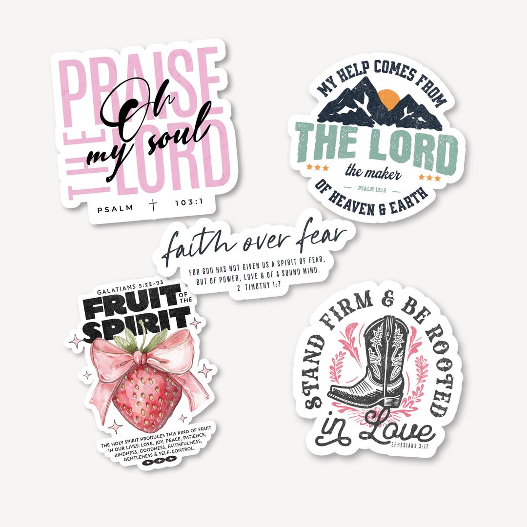 Christian Sticker Bundle | 5 Pack Bible Verse Scripture Stickers for ...