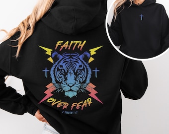 Christian Hoodie- Faith Over Fear Front & Back Hooded Sweatshirt