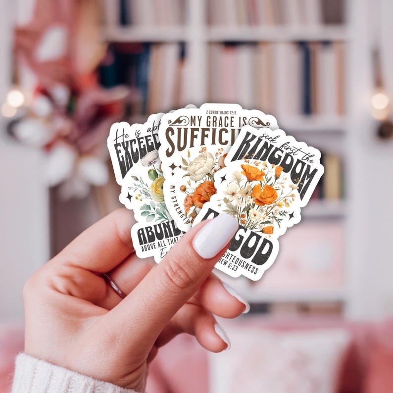 Christian Stickers Pack Bible Verse Boho Floral Scripture Aesthetic ...