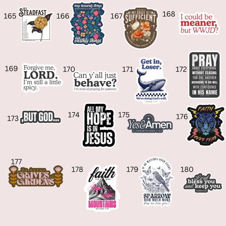 Custom Christian Sticker Pack- 5 or 10 Pack of Christianity Stickers Faith Laptop Decals image 9