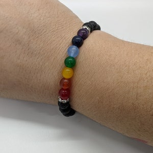 Regenbogen Chakra ätherisches Öl Diffusor Lava Perle Stretch Armband