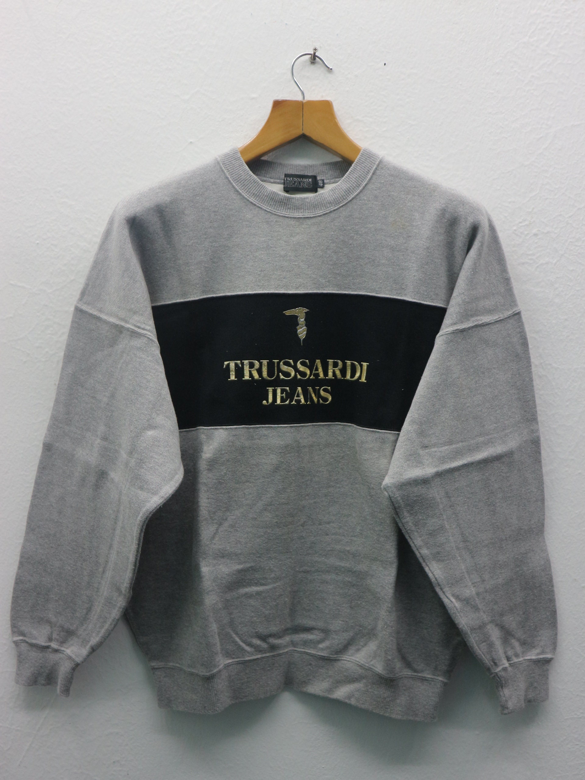 Offer Vintage TRUSSARDI Jeans Maglie Gold Embroidery Logo | Etsy Denmark