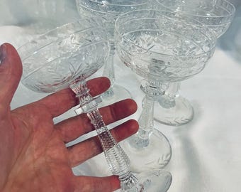 4 Antique Frontenac by Rock Sharpe Champagne Glasses