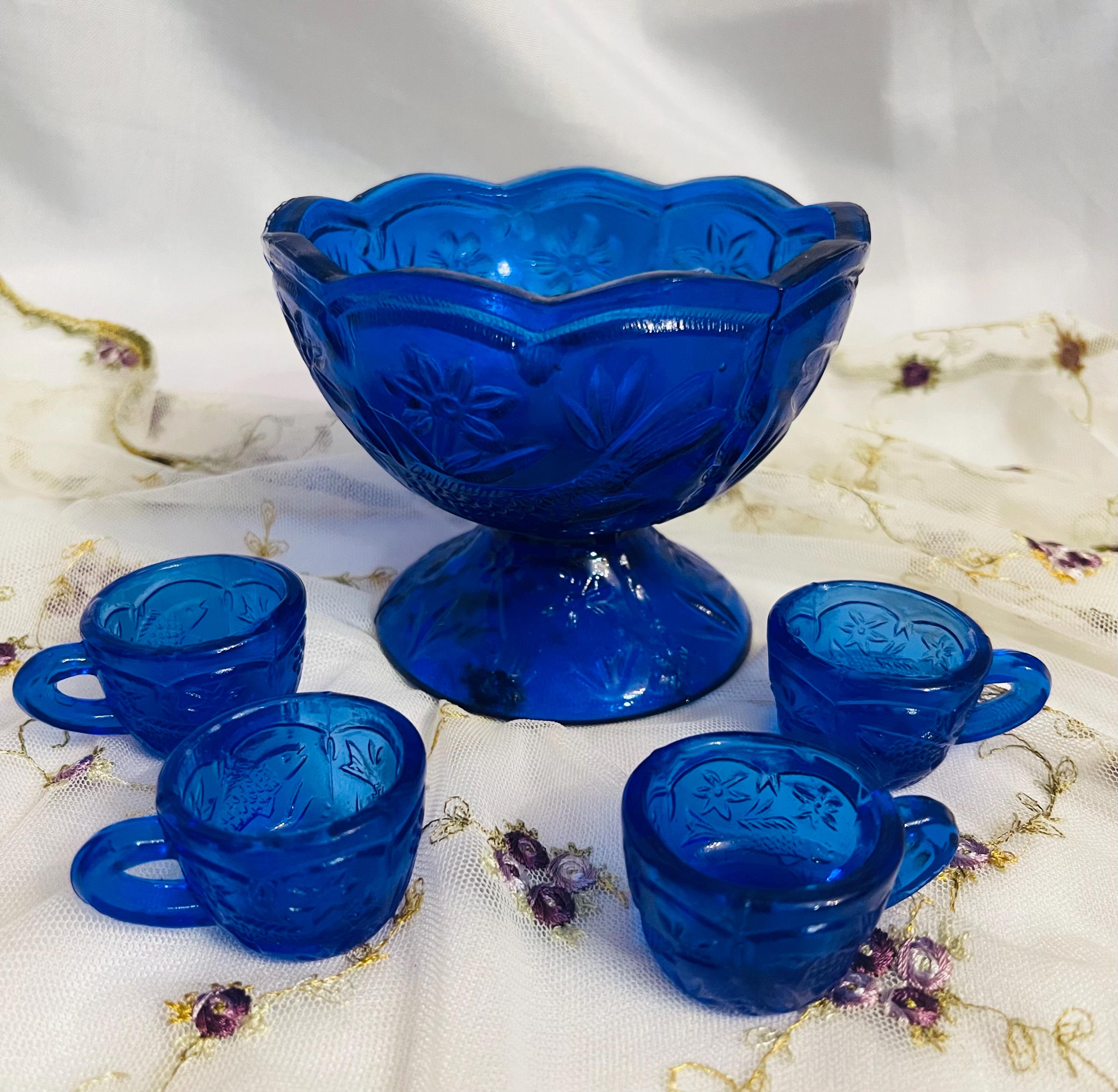 Cobalt Blue Punch Bowl Set - Etsy
