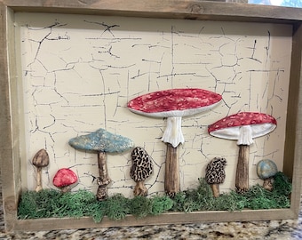 3D Framed Mushroom Art