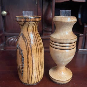 Vintage Mathena Woodcraft Hand-Turned Wooden Weed Pots / Bud Vases with Removable Inserts