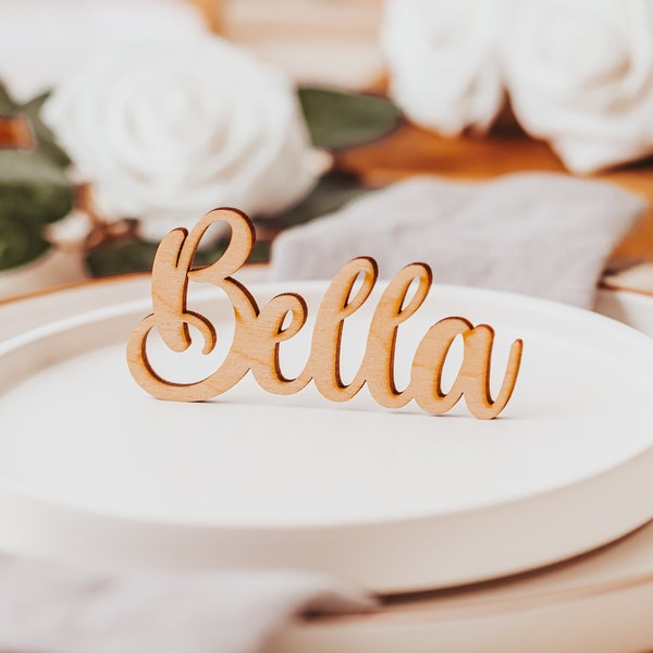 Chunky Laser Cut Wedding Name Place Card Table Decor For Bridal Shower, Personalized Western Script Elegant Wedding Decor DIY Seating Chart