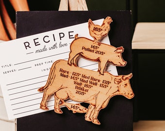 Rustic Farmhouse Meat Doneness Temperature Magnet Gift For Chef Husband, BBQ Meat Doneness Man Cave Kitchen Decor, Housewarming Gift