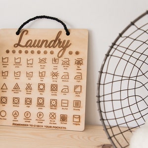 Cute Wooden Laundry Decor Symbol Engraved Laundry Room Sign, Cute ...
