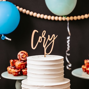 Wooden Personalized Name First Birthday Cake Topper Party Decor, Teen Wooden Laser Cut Custom Cake Topper