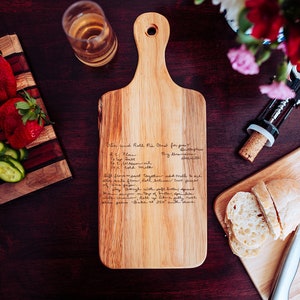 Gepersonaliseerde handgeschreven recept snijplank cadeau voor Moederdag, Moederdag aandenken snijplank met oma's recept cadeau voor haar