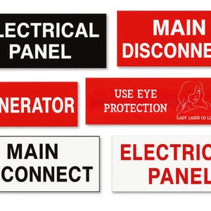 Phenolic Label UV Resistant Labels For Outdoor Exposure Use Adhesive Back INCLUDED, Electrical Tags Meter Box Plates Electric Panel Labels