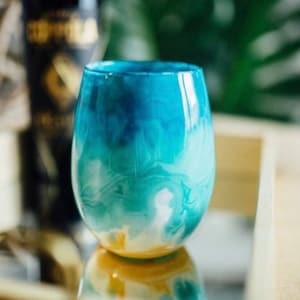 Beach Themed Swirl Wine Glasses, Ocean Theme Beach Wedding Wine Glass Gift Set