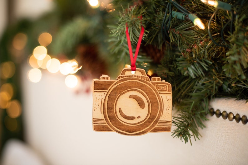 Vintage Camera Wooden Christmas Ornament Decoration For image 0