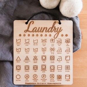 Cute Wooden Laundry Decor Symbol Engraved Laundry Room Sign, Cute ...