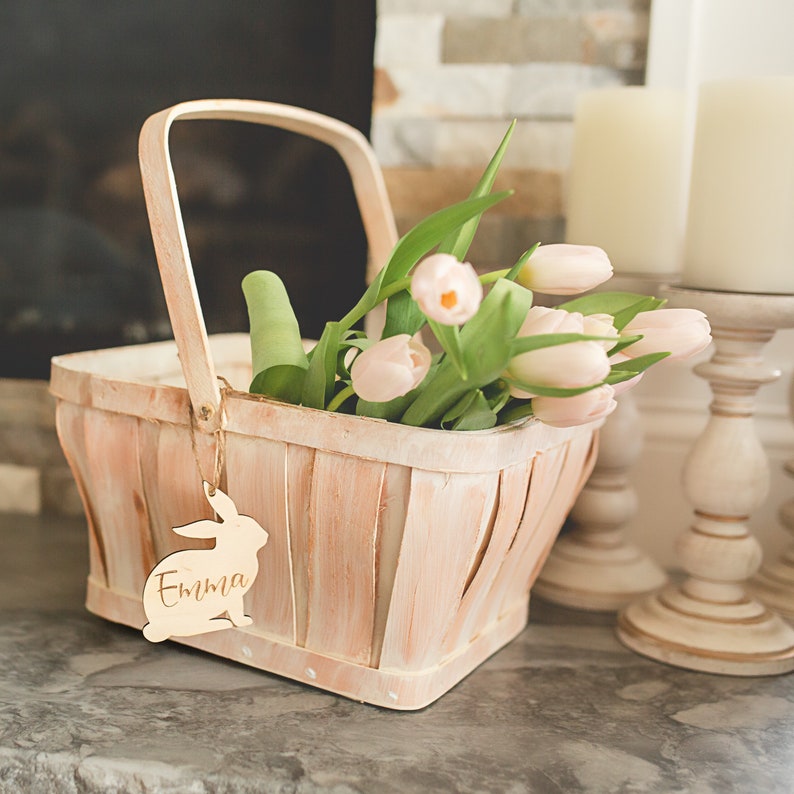 Personalized Wooden Sustainable Engraved Easter Bunny Basket Etsy