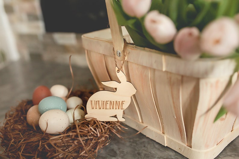 Personalized Wooden Sustainable Engraved Easter Bunny Basket Etsy