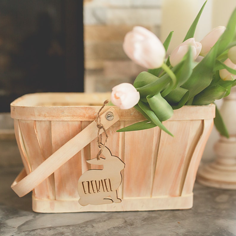 Personalized Wooden Sustainable Engraved Easter Bunny Basket Etsy
