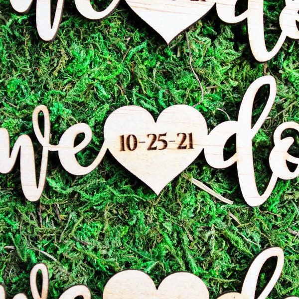 We Do Engraved Date Place Card Or Invitation Insert Wooden Save The Date Card, 4 inch Long We Do Heart Card Wedding Invitation Add On