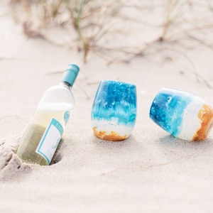 Beach Themed Wine Glasses Gift For Her, Beach Lover Gift Set For Couples, Beach Themed Wedding Gift Set