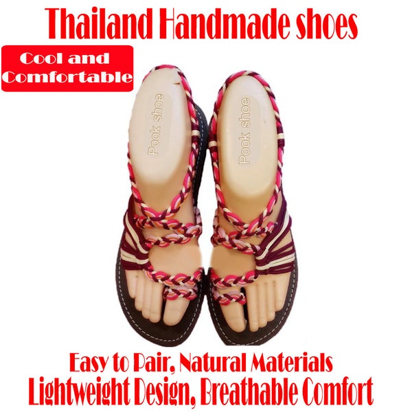 Handcrafted Thai Sandals for Woman Shoes Braided Rope with Traditional Casual Style and Simple Creativity Fashion Sandals Women Summer Shoes