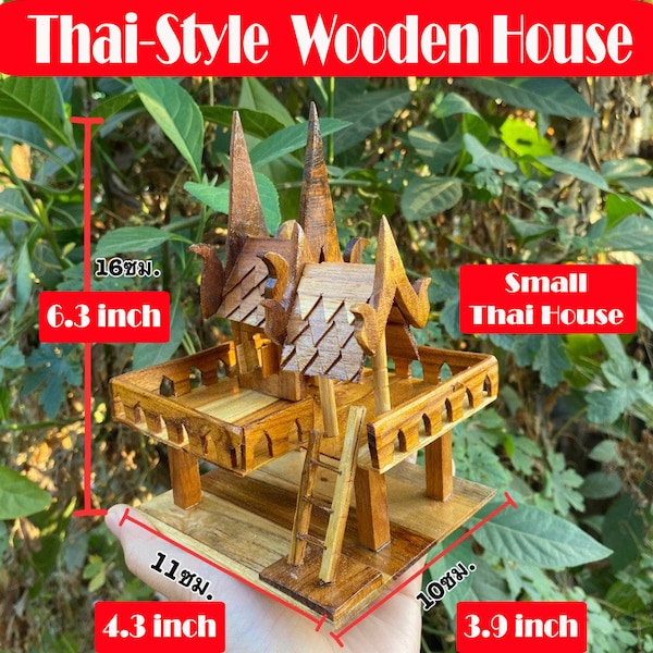 Thai Spirit House Teak Wood Handcraft Thai House Model Home Decor Handcrafted Small Medium Large Thai-Style Wooden House