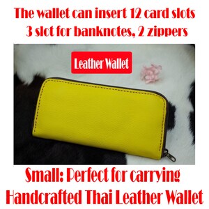 Handgefertigte Thailändische Rindsledertasche, Leder-Reißverschluss-Brieftasche für Frauen handgemachte echte, kleine Ledergeldbörse, Münzgeldbörse, Visitenkartenetui