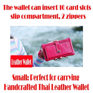 Handgefertigte Thailändische Leder-Reißverschluss-Brieftasche für Frauen handgemachte echte, Kuhledertasche, kleine Ledergeldbörse, Münzgeldbörse, Visitenkartenetui
