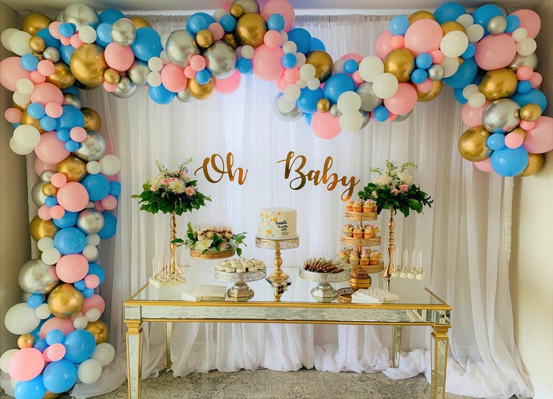 Custom Balloon Garland Kit BluePinkWhiteSilverGold Create Your Own Organic Balloon Garland Arch
