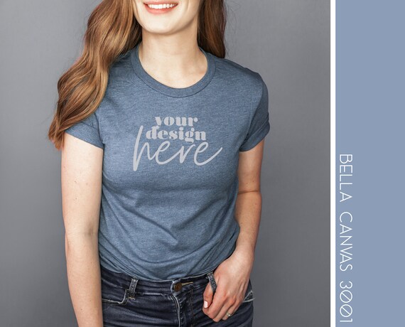 Heather Slate 3001 Bella Canvas Mockup 