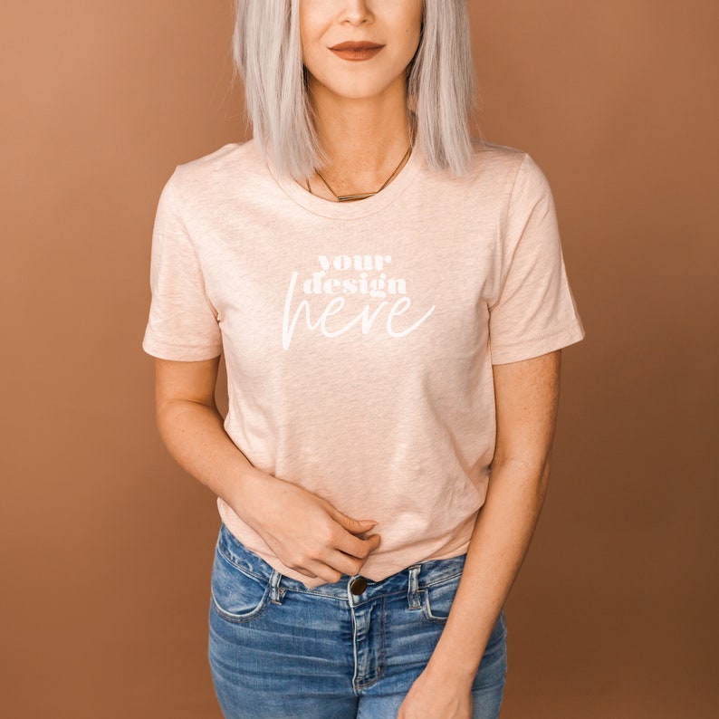 Download Heather prism peach 3001 Bella Canvas mockup Bella Canvas ...